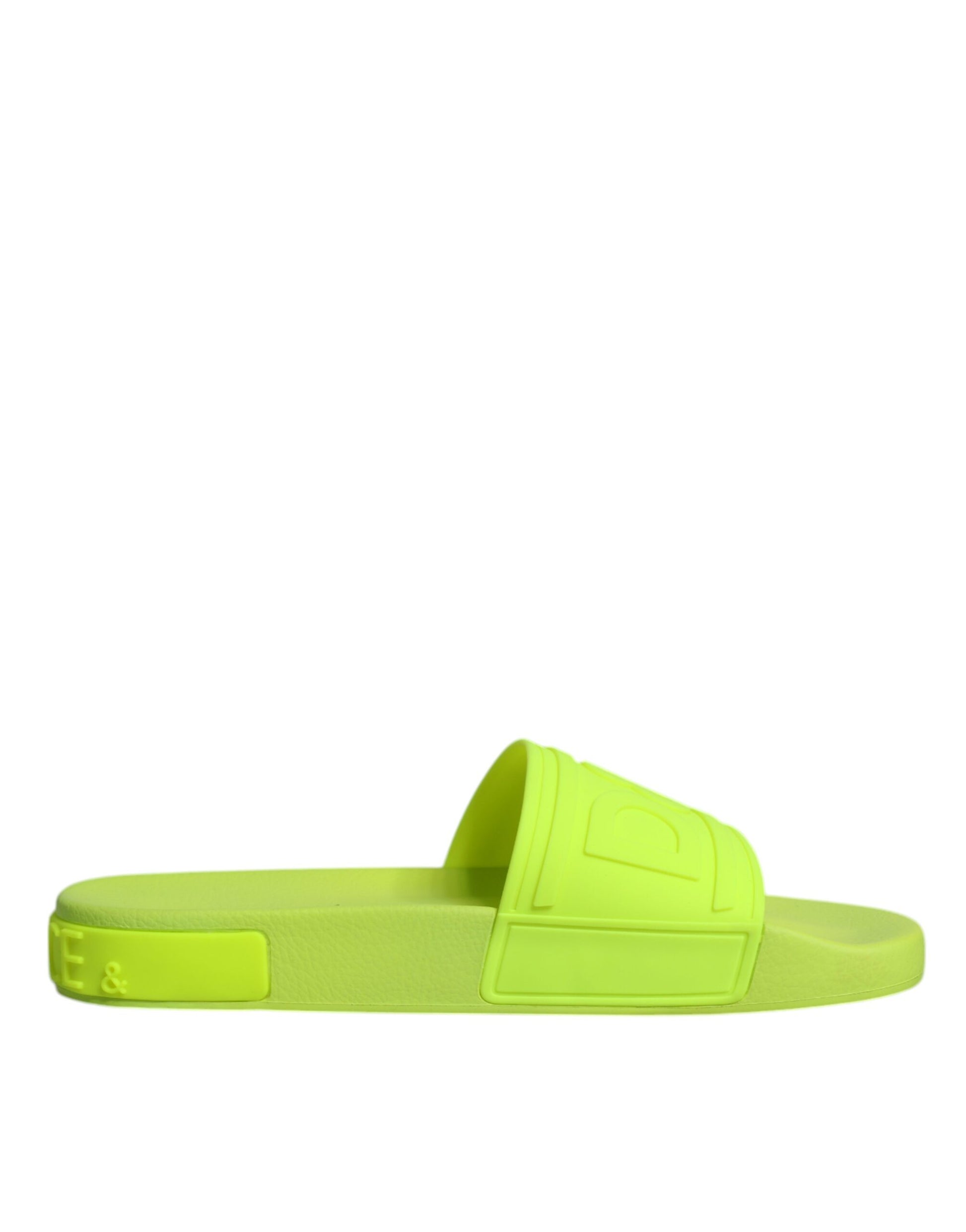 Green Rubber Slides Sandals Beachwear Shoes-Dolce & Gabbana-LabelTerrace.com