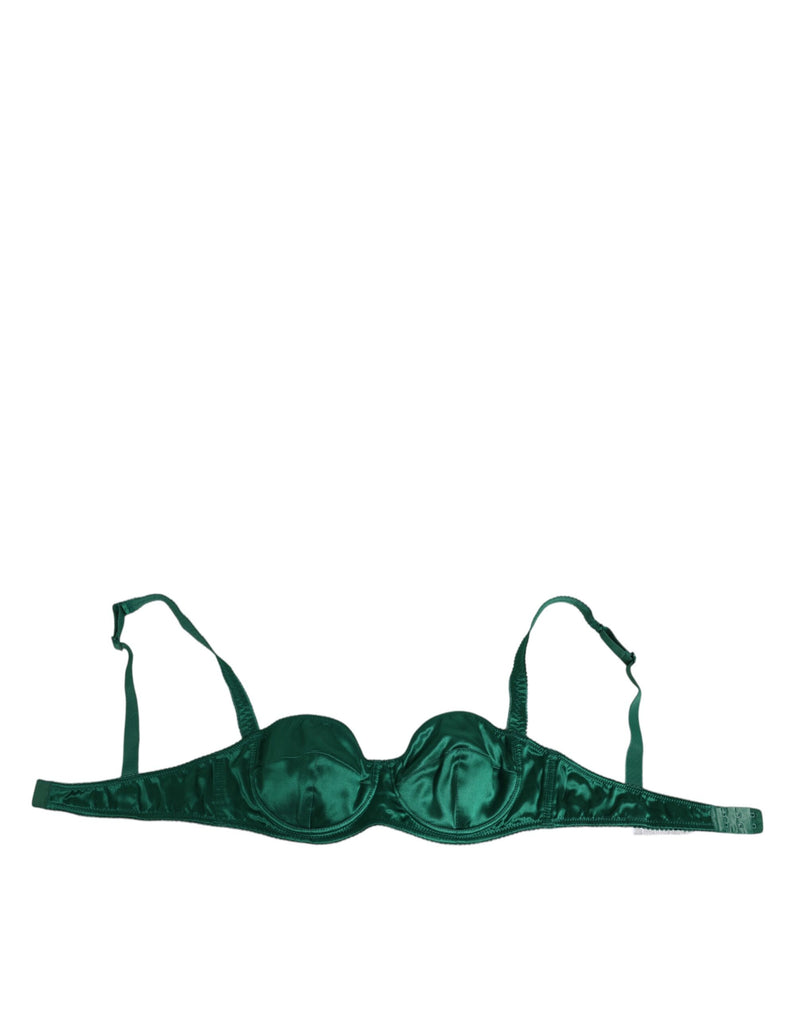 Green Satin Semi-Padded Underwire Musk Underwear-Dolce & Gabbana-LabelTerrace.com