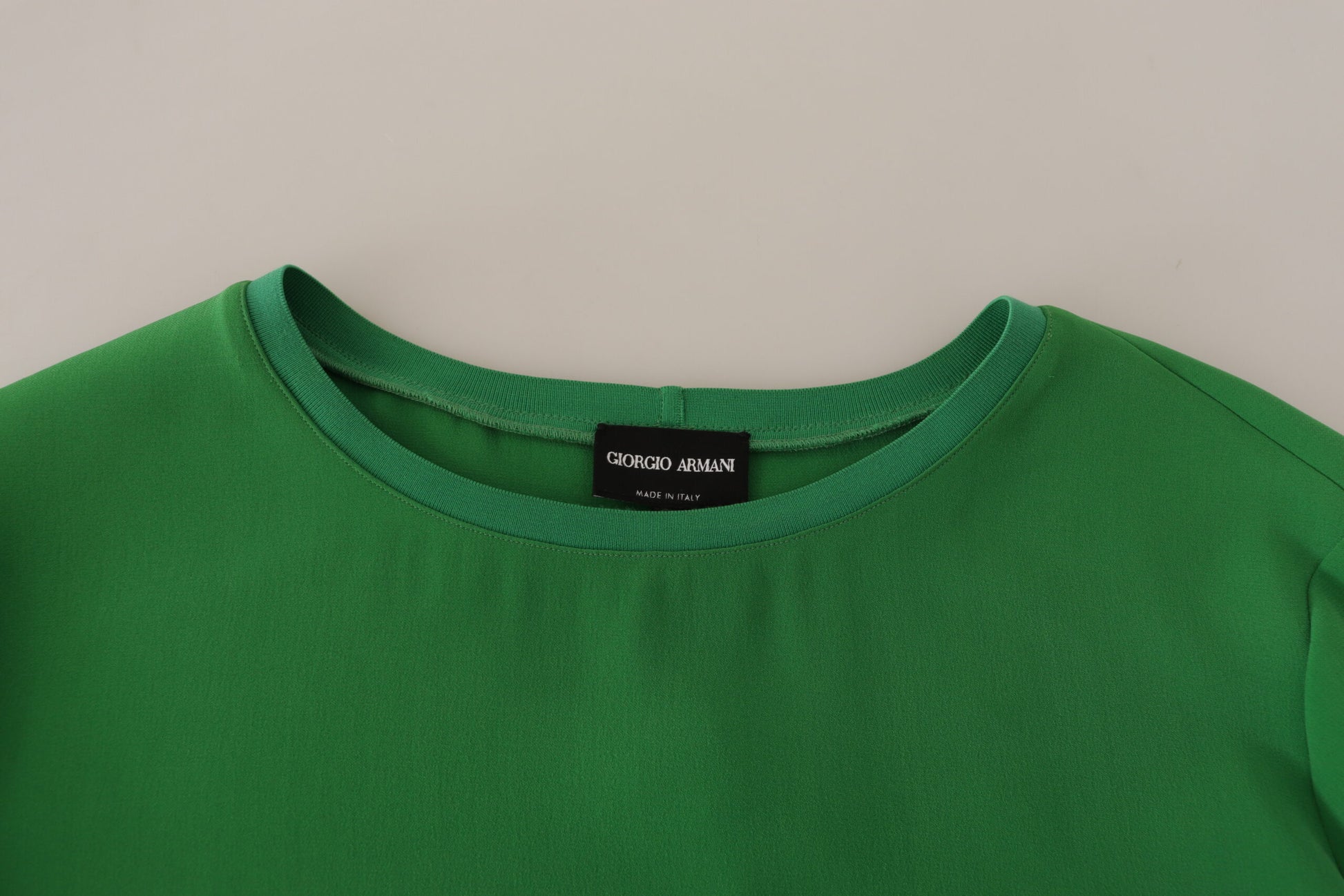 Green Silk Long Sleeves Round Neck Sweater-Armani-LabelTerrace.com