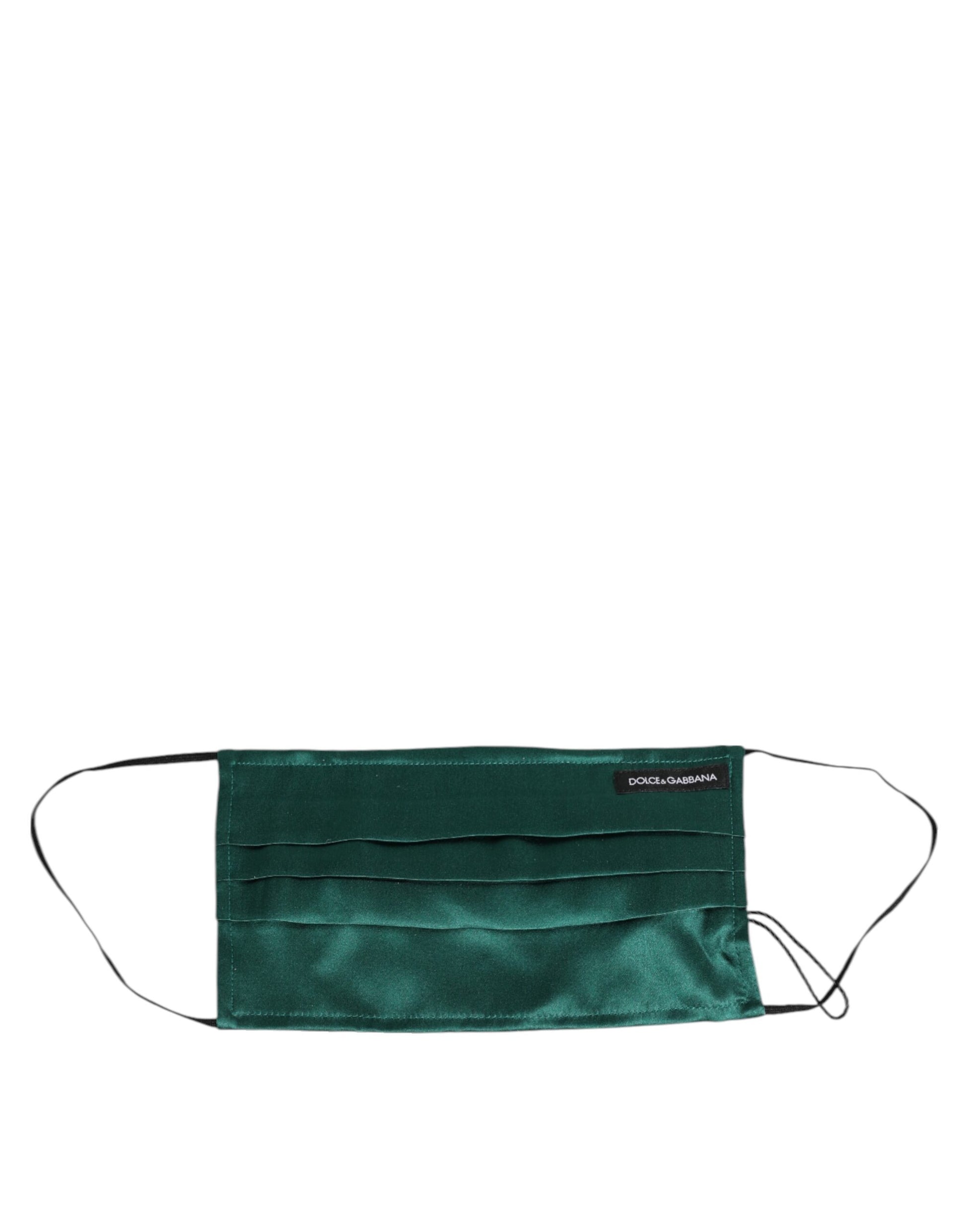 Green Silk Pleated Elastic Ear Strap Face Mask-Dolce & Gabbana-LabelTerrace.com