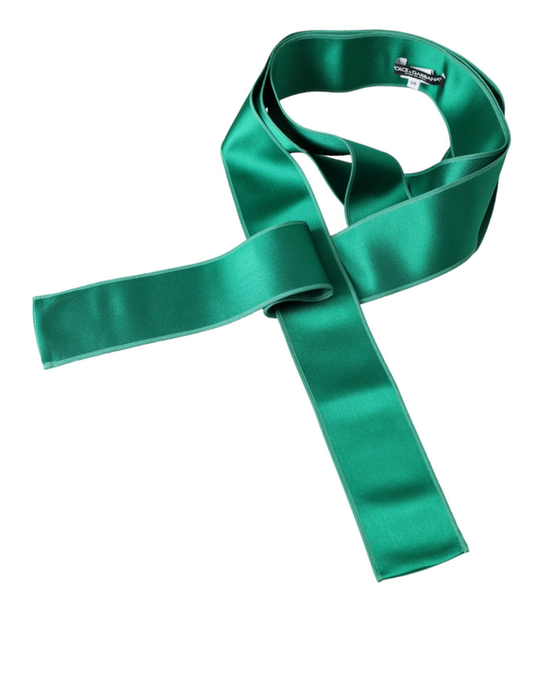 Green Silk Satin Waist Women Belt-Dolce & Gabbana-LabelTerrace.com