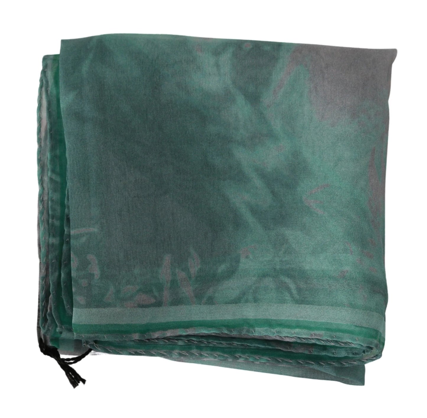 Green Silk Shawl Foulard Wrap Scarf-Costume National-LabelTerrace.com