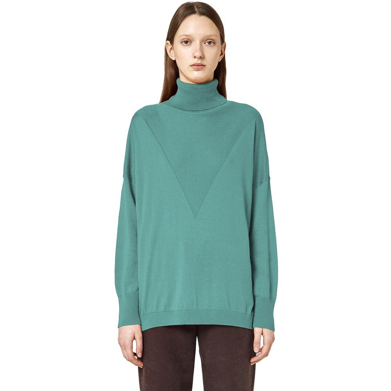 Green Silk Sweater-Alpha Studio-LabelTerrace.com