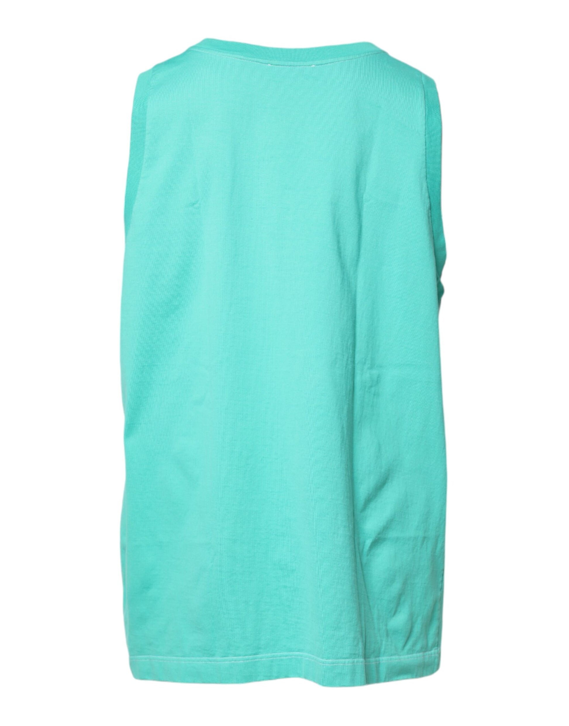 Green Sleeveless Logo Round Neck T-shirt-Dolce & Gabbana-LabelTerrace.com