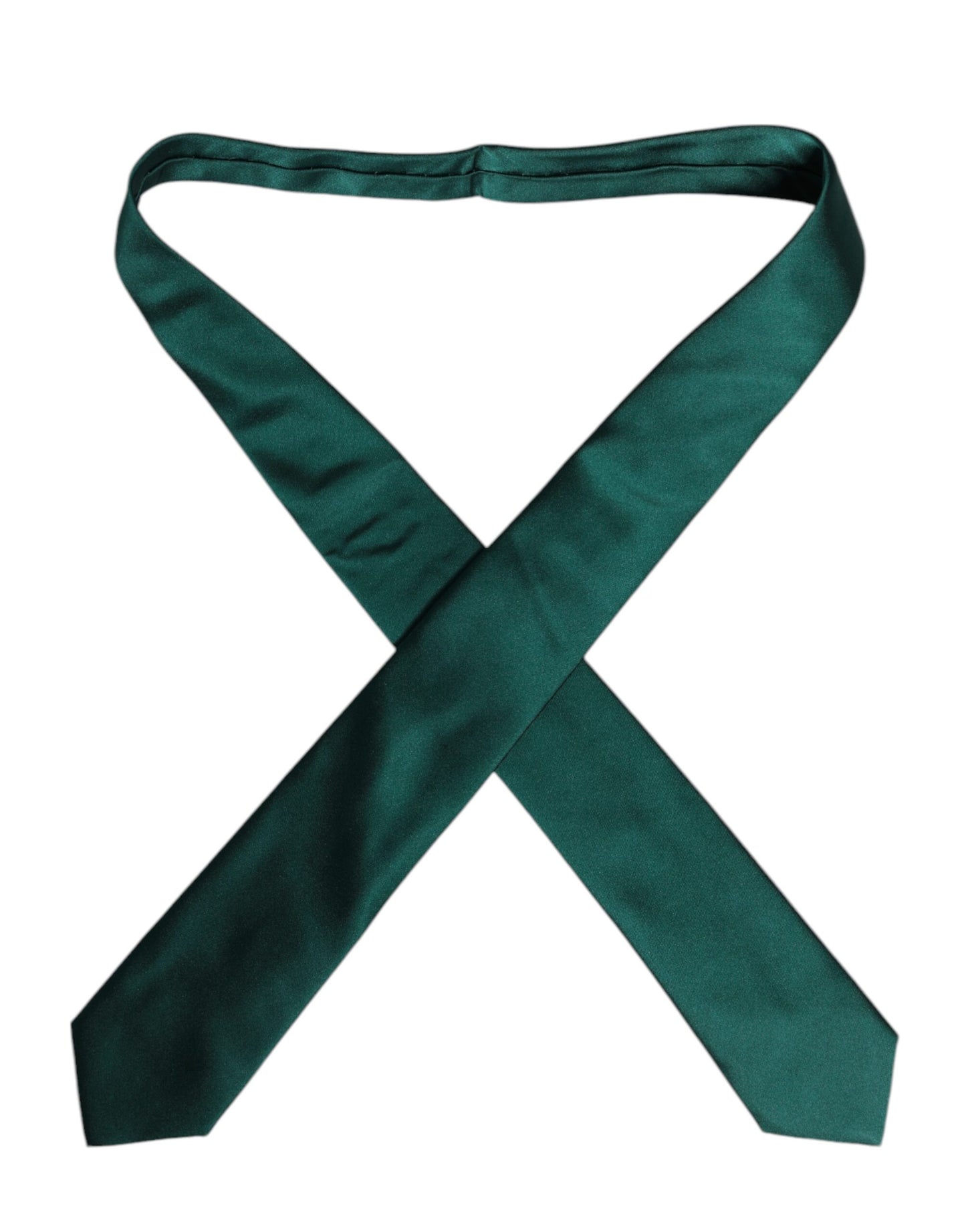 Green Solid Cotton Adjustable Necktie Tie-Dolce & Gabbana-LabelTerrace.com
