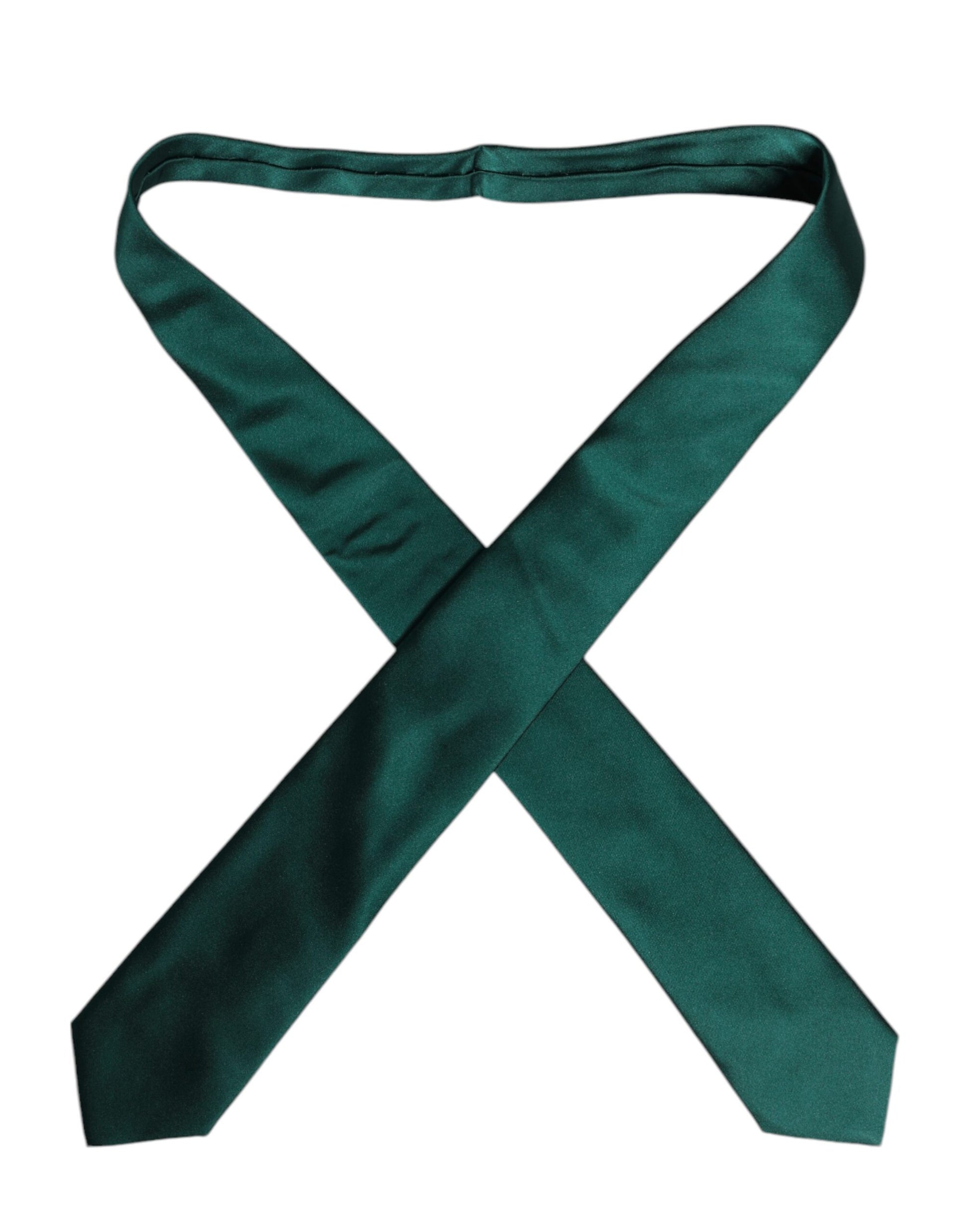 Green Solid Cotton Adjustable Necktie Tie-Dolce & Gabbana-LabelTerrace.com