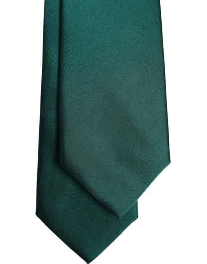 Green Solid Cotton Adjustable Necktie Tie-Dolce & Gabbana-LabelTerrace.com