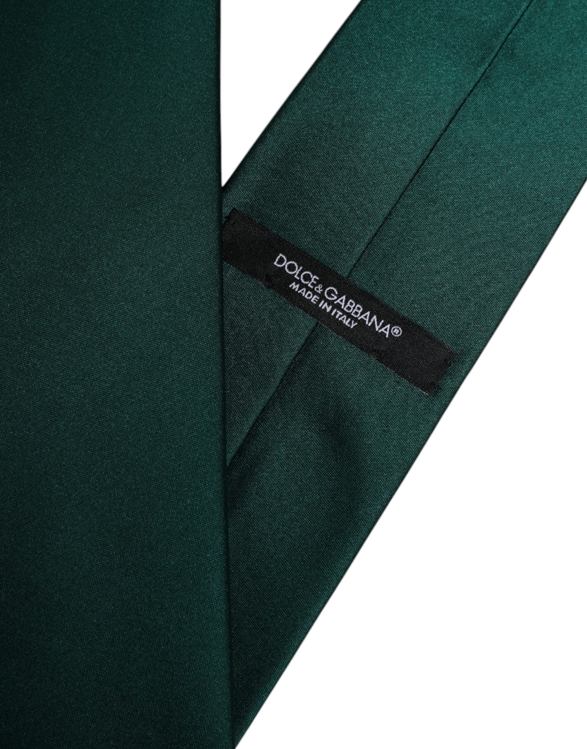 Green Solid Cotton Adjustable Necktie Tie-Dolce & Gabbana-LabelTerrace.com