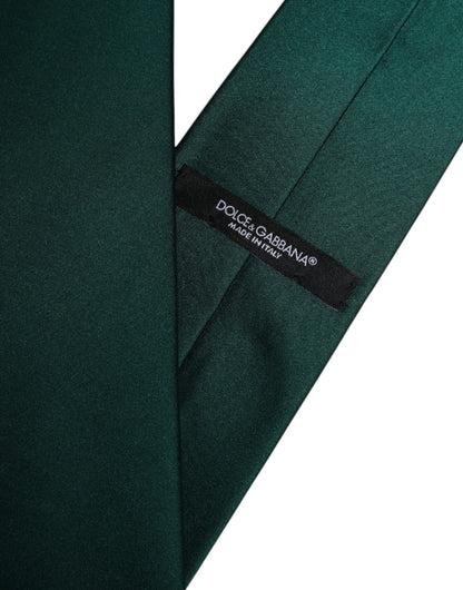 Green Solid Cotton Adjustable Necktie Tie-Dolce & Gabbana-LabelTerrace.com