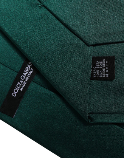 Green Solid Cotton Adjustable Necktie Tie-Dolce & Gabbana-LabelTerrace.com