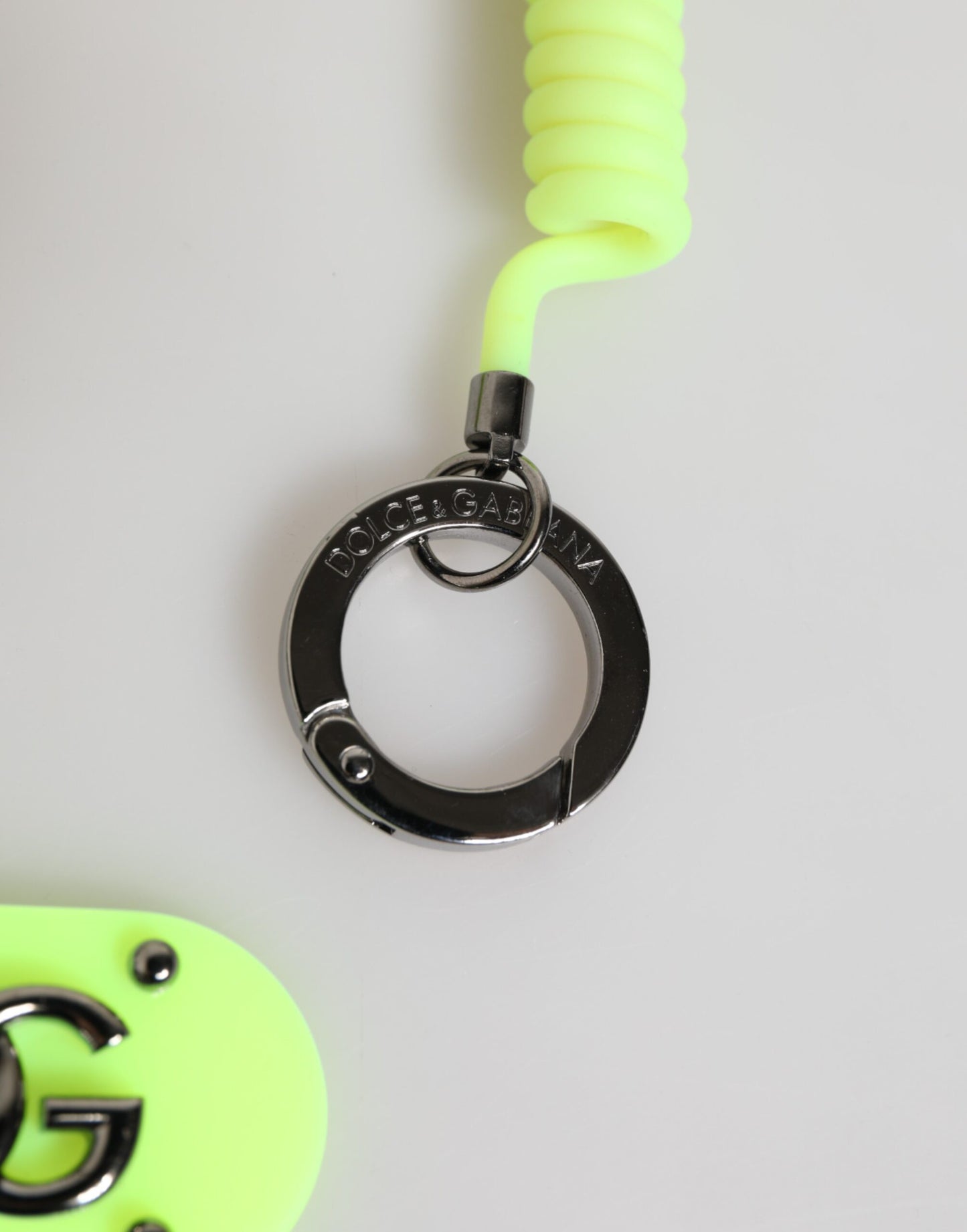 Green Springy Key Holder DG Logo Men's Keychain Keyring-Dolce & Gabbana-LabelTerrace.com
