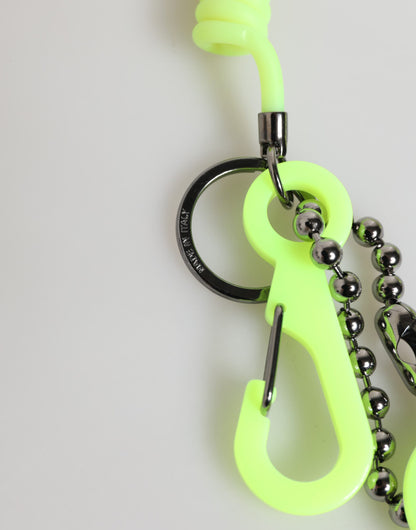 Green Springy Key Holder DG Logo Men's Keychain Keyring-Dolce & Gabbana-LabelTerrace.com