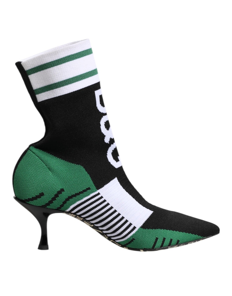 Green Stretch Sock Style Ankle Boots Shoes-Dolce & Gabbana-LabelTerrace.com