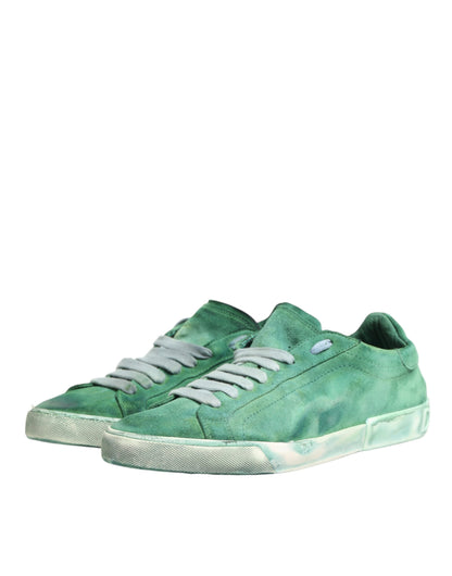 Green Suade DG Logo Sole Low Top Sneakers Shoes
