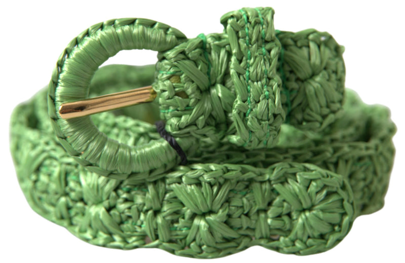 Green Viscose Weaved Skinny Waist Belt-Dolce & Gabbana-LabelTerrace.com