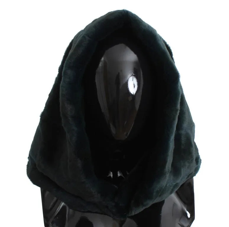 Green Weasel Fur Crochet Hood Scarf Hat-Dolce & Gabbana-LabelTerrace.com