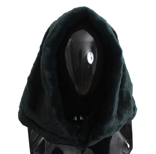 Green Weasel Fur Crochet Hood Scarf Hat-Dolce & Gabbana-LabelTerrace.com