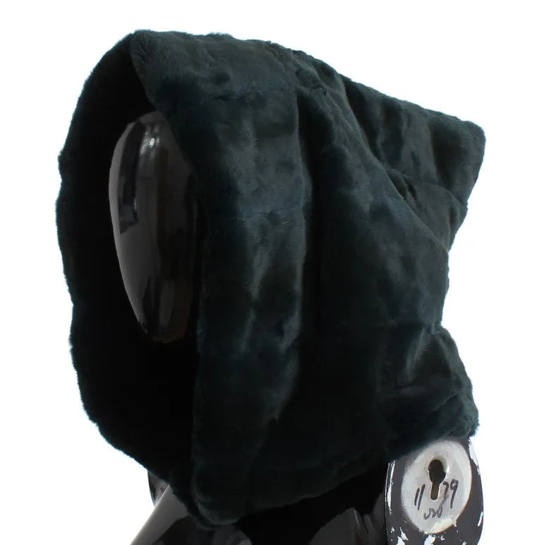 Green Weasel Fur Crochet Hood Scarf Hat-Dolce & Gabbana-LabelTerrace.com