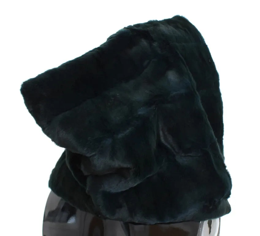 Green Weasel Fur Crochet Hood Scarf Hat-Dolce & Gabbana-LabelTerrace.com