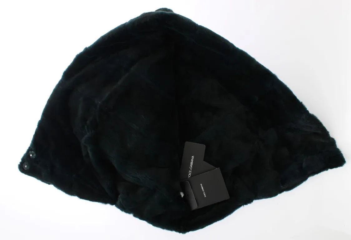 Green Weasel Fur Crochet Hood Scarf Hat-Dolce & Gabbana-LabelTerrace.com