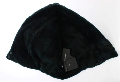 Green Weasel Fur Crochet Hood Scarf Hat-Dolce & Gabbana-LabelTerrace.com
