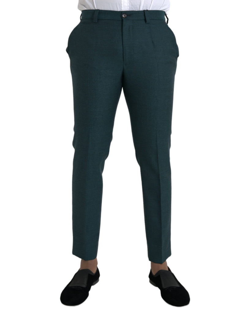 Green Wool Skinny Slim Dress Pants-Dolce & Gabbana-LabelTerrace.com