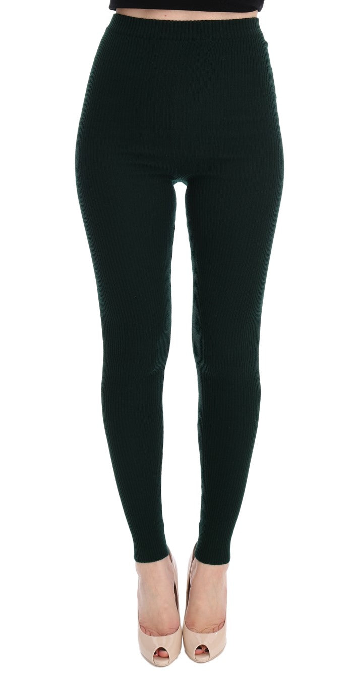 Green Wool Stretch Tights-Dolce & Gabbana-LabelTerrace.com