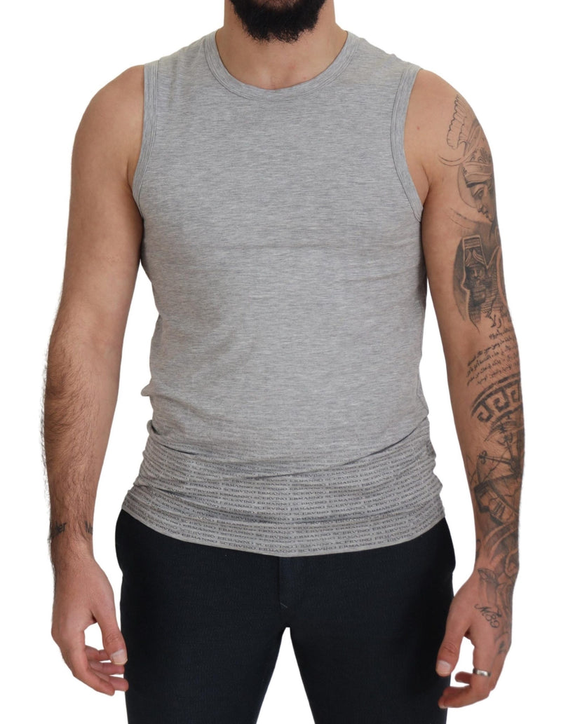 Grey Sleeveless Men Pullover T-shirt-Ermanno Scervino-LabelTerrace.com