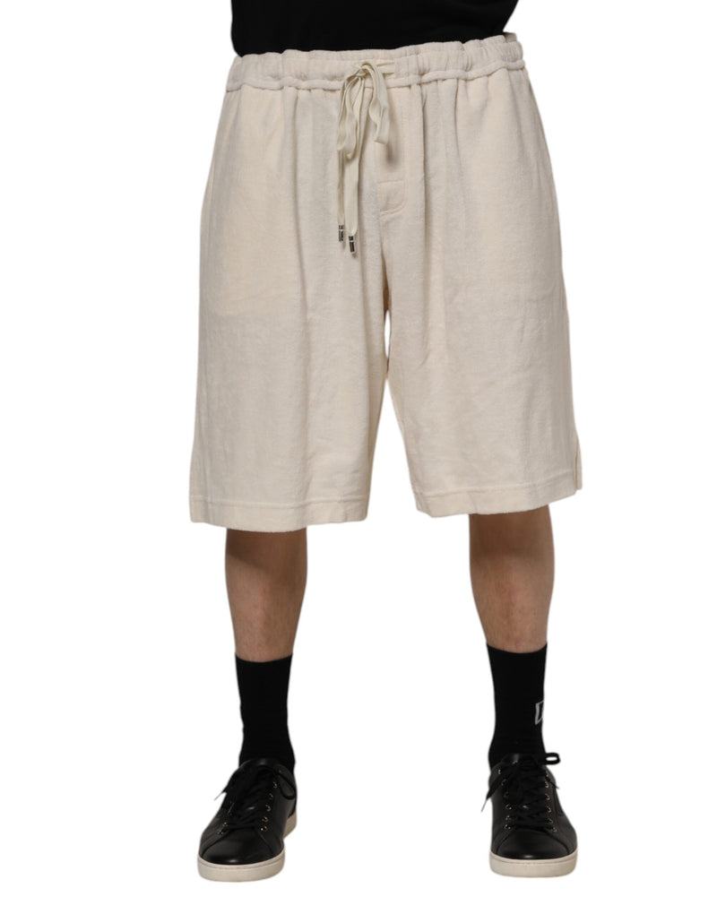 Ivory Cotton Men Bermuda Sweatshorts Shorts-Dolce & Gabbana-LabelTerrace.com