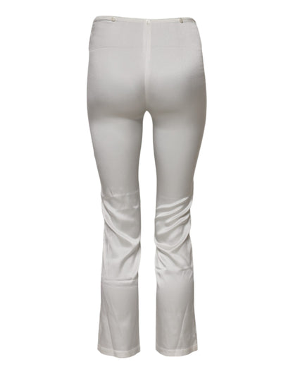 Ivory Silk Tapered High Waist Pants-Dolce & Gabbana-LabelTerrace.com