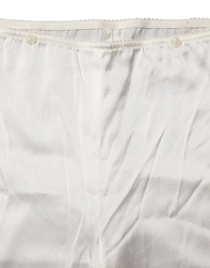 Ivory Silk Tapered High Waist Pants-Dolce & Gabbana-LabelTerrace.com