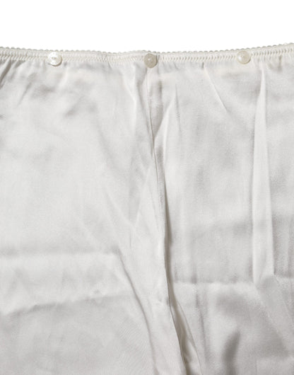 Ivory Silk Tapered High Waist Pants-Dolce & Gabbana-LabelTerrace.com