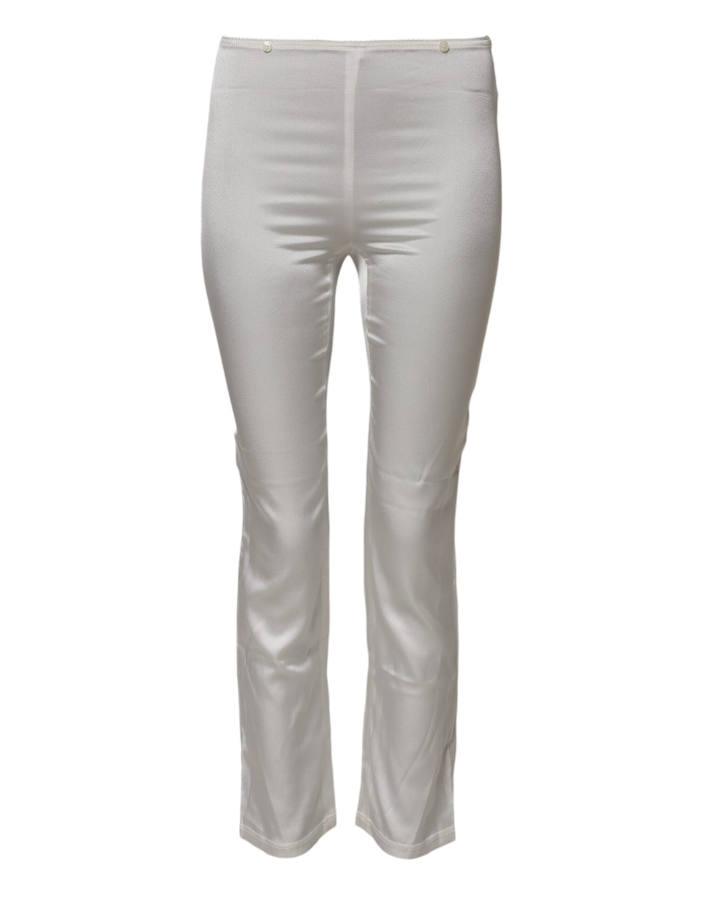 Ivory Silk Tapered High Waist Pants-Dolce & Gabbana-LabelTerrace.com