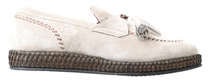 Ivory Suede Leather Men Espadrille Shoes-Dolce & Gabbana-LabelTerrace.com