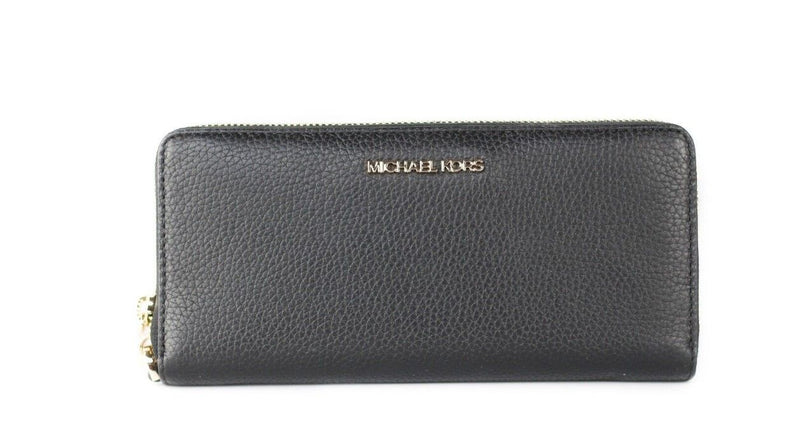 Jet Set Travel Large Black Pebble Leather Continental Wrist Wallet-Michael Kors-LabelTerrace.com