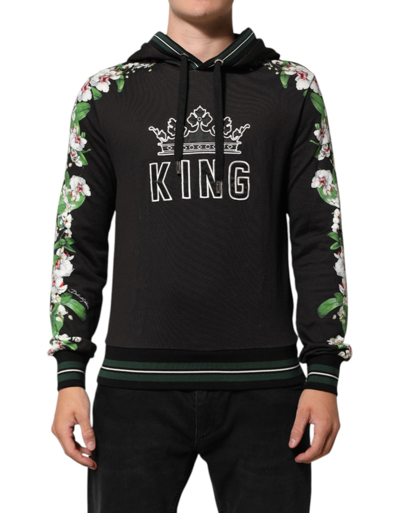 KING Black Orchid Floral Crown Logo Hoodie Sweater-Dolce & Gabbana-LabelTerrace.com