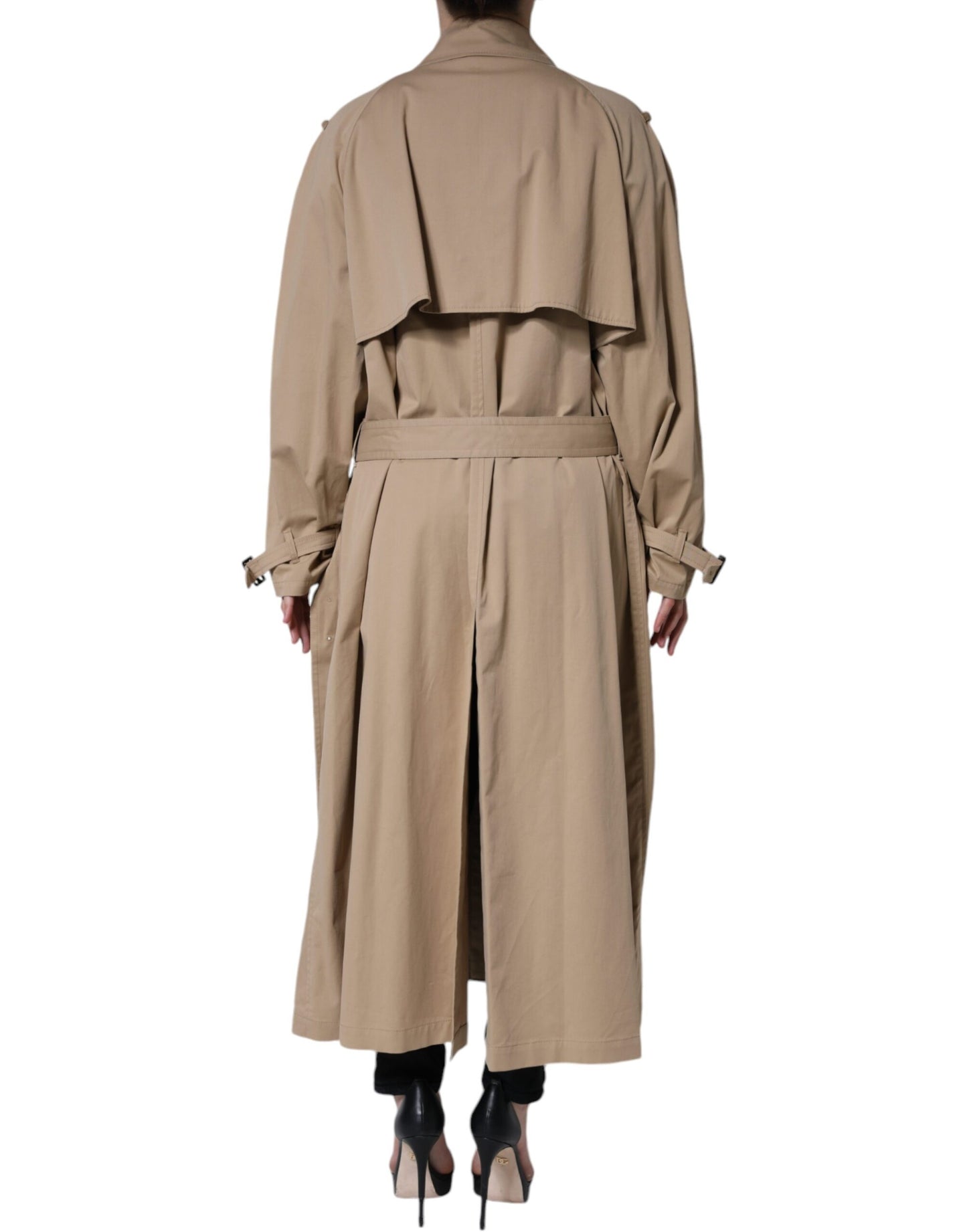 Khaki Double Breasted Trench Coat Jacket-Dolce & Gabbana-LabelTerrace.com