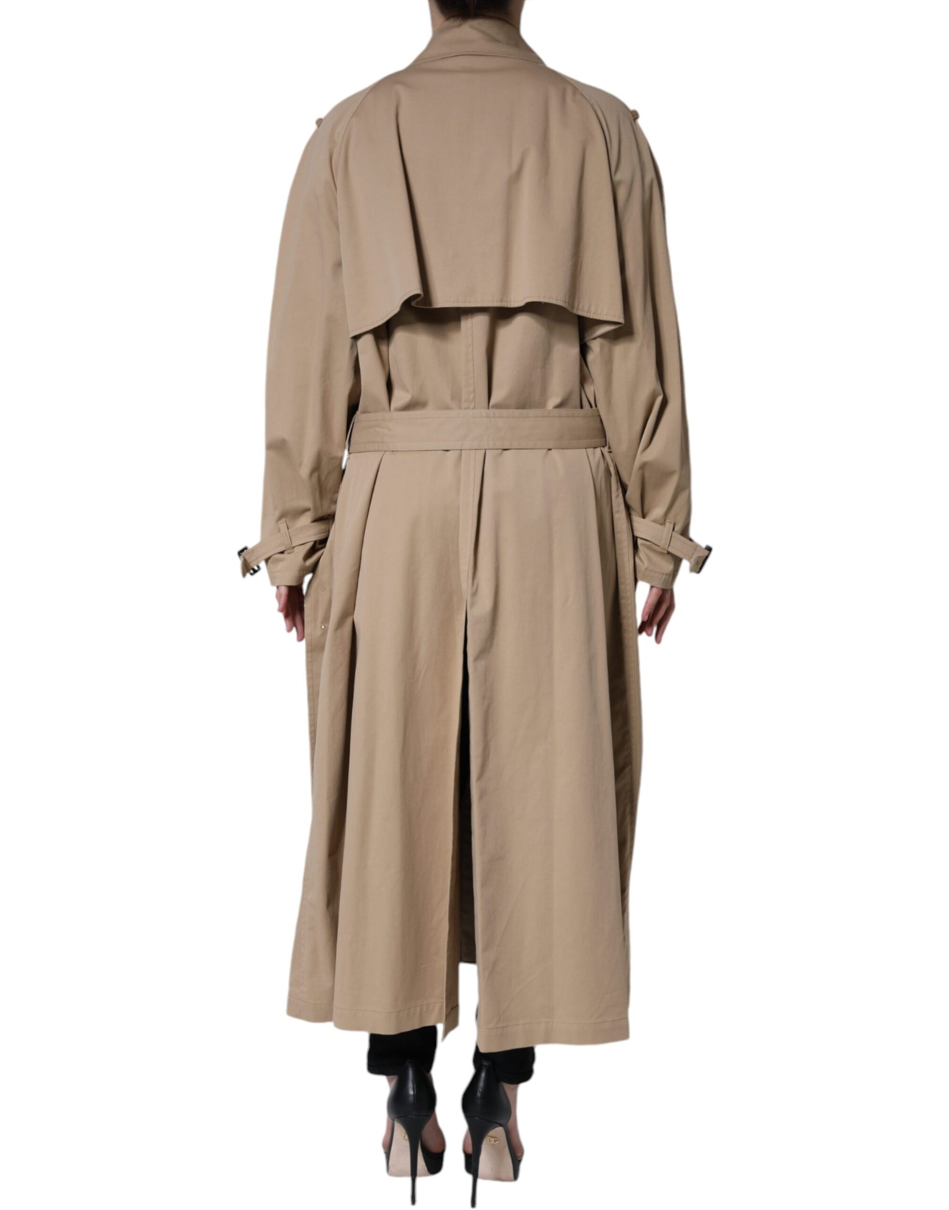 Khaki Double Breasted Trench Coat Jacket-Dolce & Gabbana-LabelTerrace.com