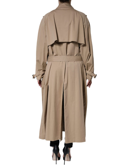 Khaki Double Breasted Trench Coat Jacket-Dolce & Gabbana-LabelTerrace.com