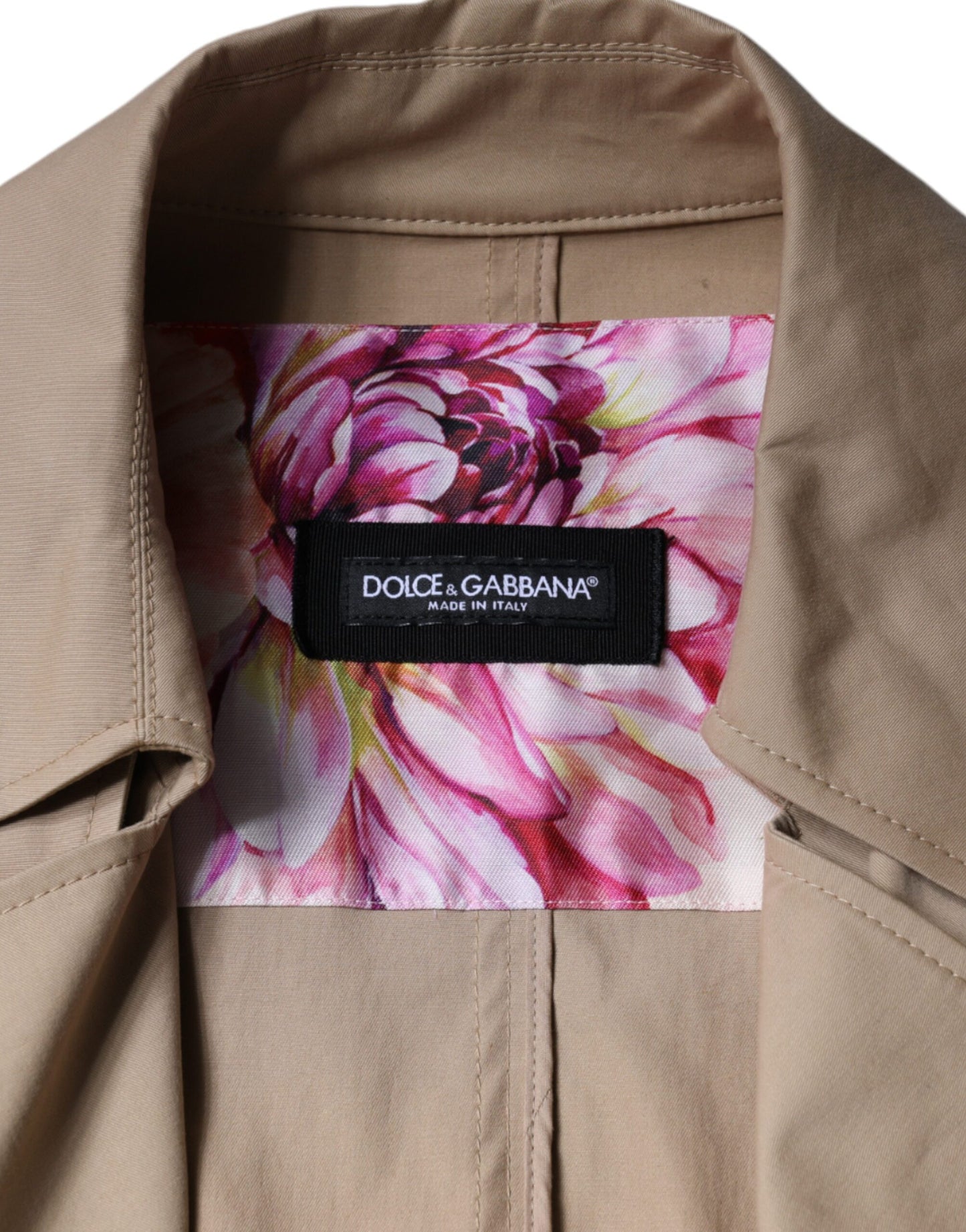 Khaki Double Breasted Trench Coat Jacket-Dolce & Gabbana-LabelTerrace.com