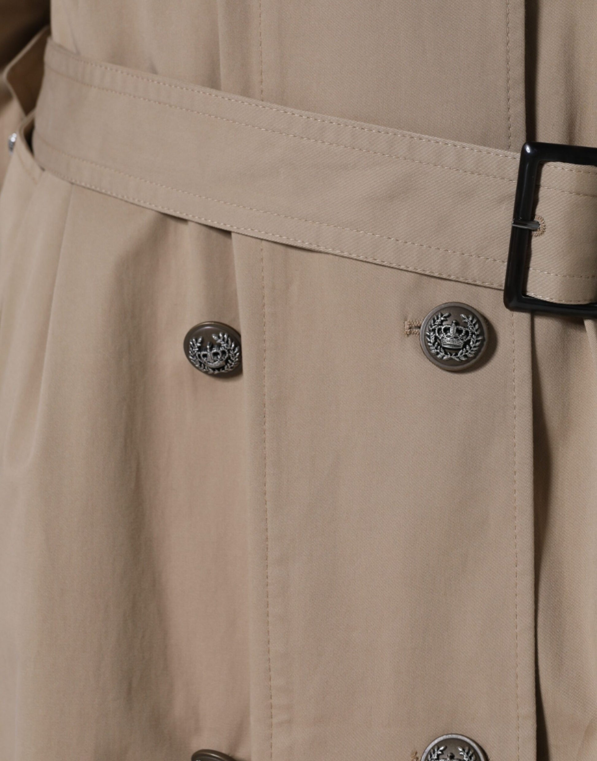 Khaki Double Breasted Trench Coat Jacket-Dolce & Gabbana-LabelTerrace.com