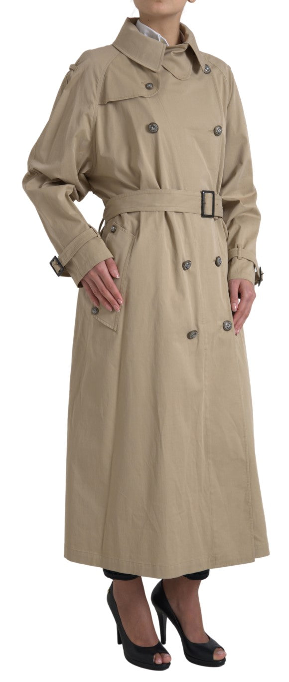 Khaki Double Breasted Trench Coat Jacket-Dolce & Gabbana-LabelTerrace.com