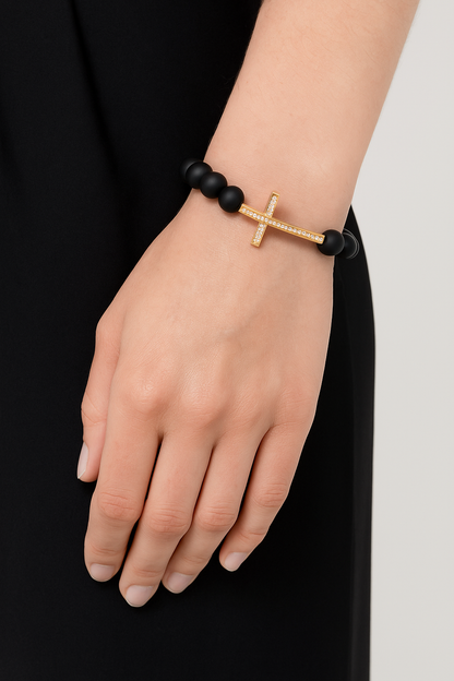 سوار من الفضة 925 مرصع بحجر لافا الذهبي الشفاف من الزركونيوم المكعب