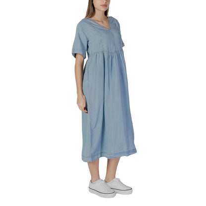 Light Blue Cotton Long Dress