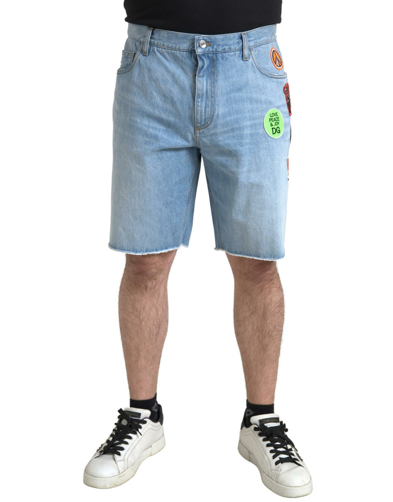 Light Blue Cotton Men Bermuda Denim Shorts-Dolce & Gabbana-LabelTerrace.com