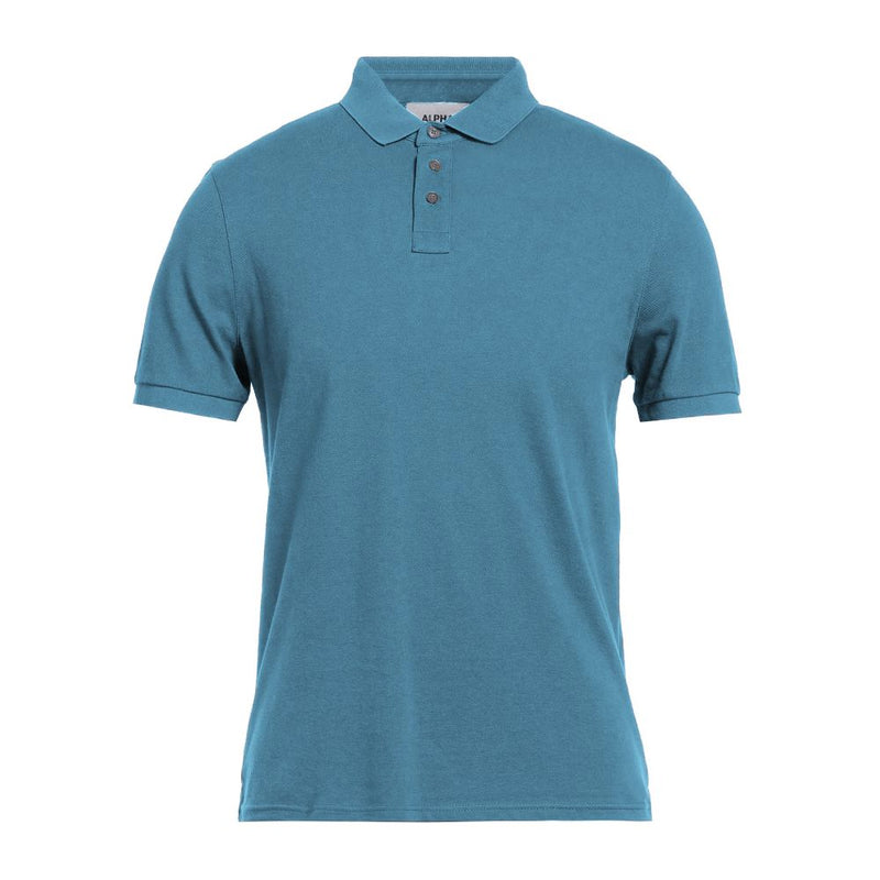 Light Blue Cotton Men Polo Shirt-Alpha Studio-LabelTerrace.com