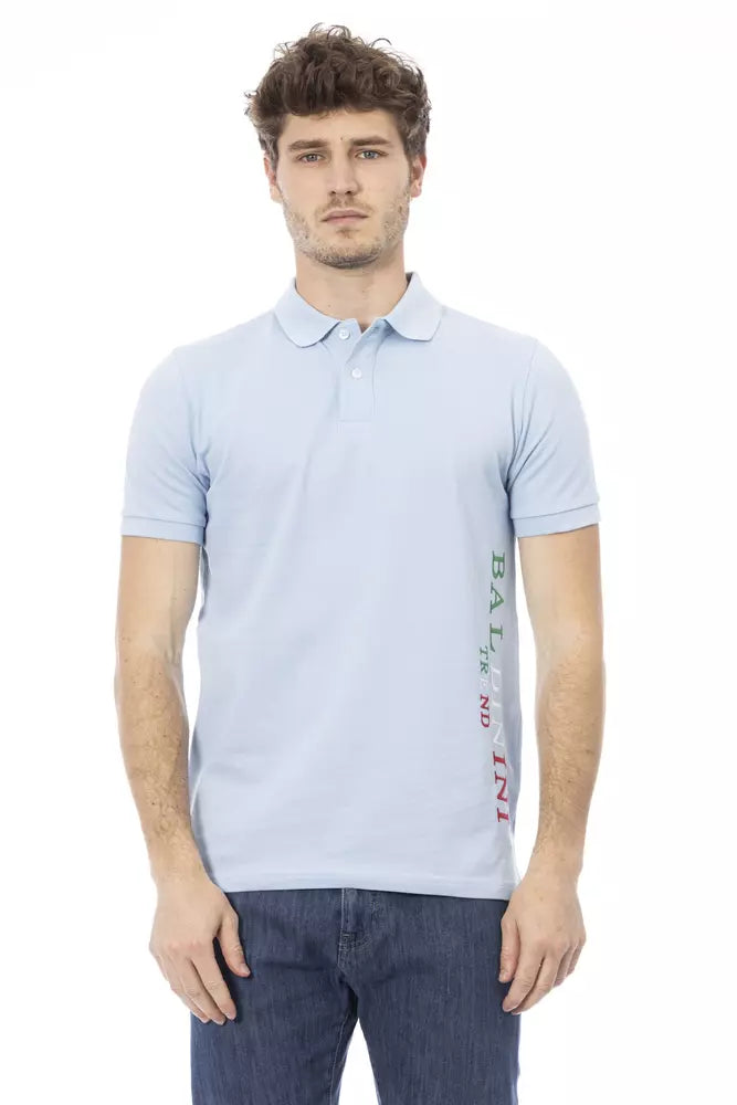 Light Blue Cotton Men Polo Shirt-Baldinini Trend-LabelTerrace.com