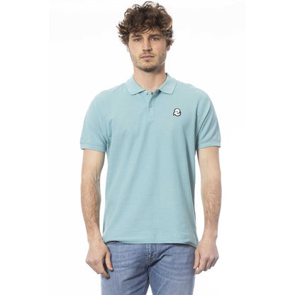 Light Blue Cotton Men Polo Shirt-Invicta-LabelTerrace.com