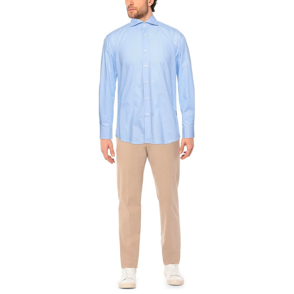 Light Blue Cotton Men Shirt-Aquascutum-LabelTerrace.com