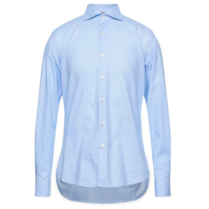 Light Blue Cotton Men Shirt-Aquascutum-LabelTerrace.com